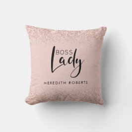 Almofada Chefe Lady Rosa Dourada Blush Glitter Personalizad