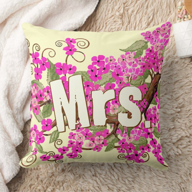 Almofada Cherry Blossom Yellow Pink Travesseiro da Sra. Bri (Cobertor)