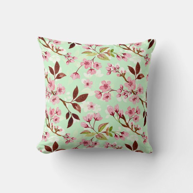 Almofada Cherry Blossoms Mint Travesseiro decorativo de Fun (Frente)