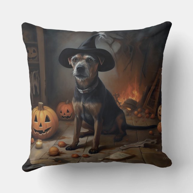 Almofada Chesapeake Bay Terrier Pumpkins Halloween Ascarado (Verso)