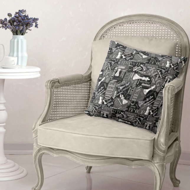 Almofada Chess Terms and Pieces Black and White ID784 (Criador carregado)