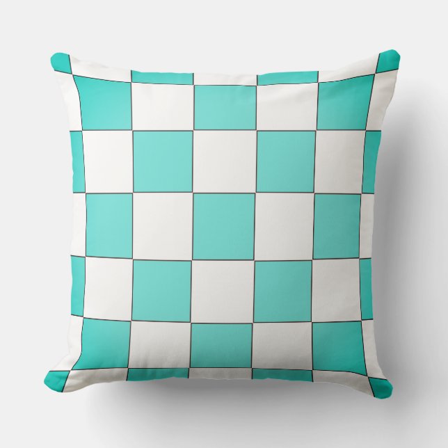 Almofada Chessboard Verde Ciano (Frente)