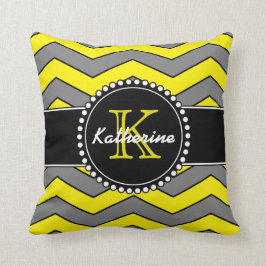 Almofada Chevron amarelo e cinzento, personalizado,