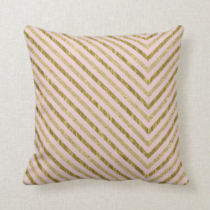 Almofada Chevron chique Dourado e cor-de-rosa