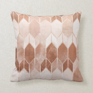 Almofada Chevron de cobre Dourado cor-de-rosa
