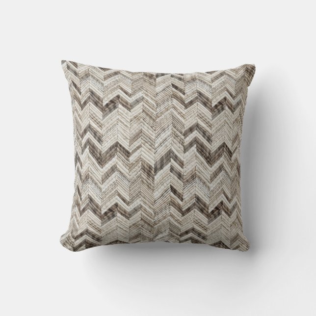 Almofada Chevron de creme ensurado (Frente)