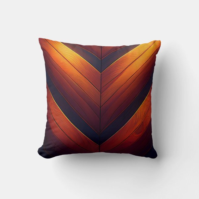Almofada Chevron de Madeira brilhante (Frente)