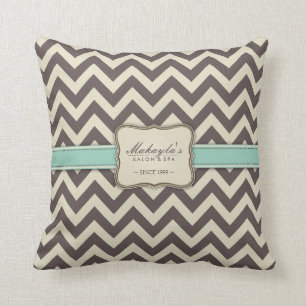 Almofada Chevron elegante Brown moderno, verde e bege