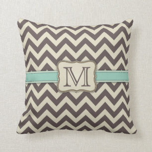 Almofada Chevron elegante Brown moderno, verde e bege
