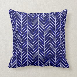 Almofada Chevron estreito| marinho azul