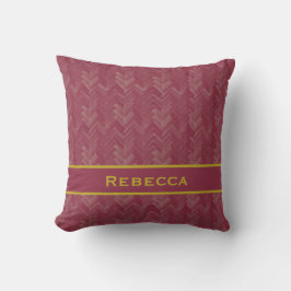 Almofada Chevron Herringbone Pattern Luxuriano Red Monogram