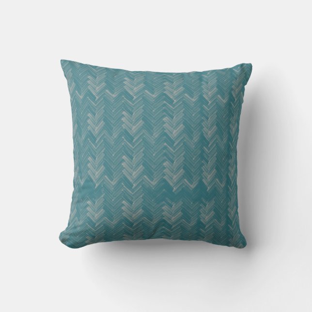 Almofada Chevron Herringbone Watercolor Turquoise (Frente)