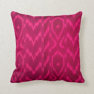 Almofada Chevron Moderno Ikat Tribal  Fúcsia rosa quente