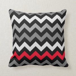 Almofada Chevron Preto e Branco com Faixa Vermelha