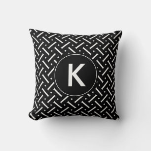 Almofada Chevron Preto e Branco com Monograma Personalizado
