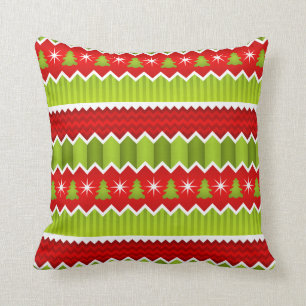 Almofada Chevron vermelho e verde do Natal listra o teste