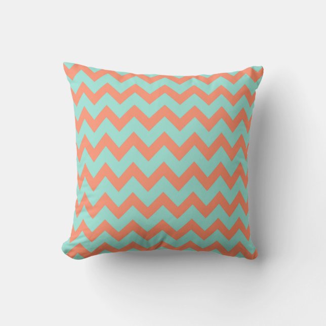 Almofada Chevron Zig Zag Pastel Mint Peach 90s Preppy (Frente)