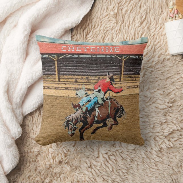 Almofada Cheyenne Rodeo Cowboy Bareback Bronc Rider Travess (Cobertor)