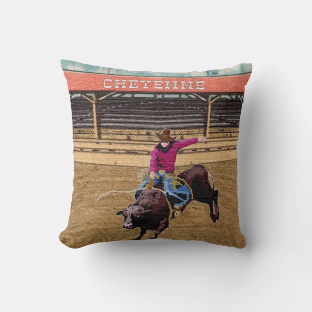 Almofada Cheyenne Rodeo Cowboy Bull Riding (Frente)