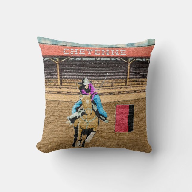 Almofada Cheyenne Rodeo Cowgirl Barrel Racing (Frente)