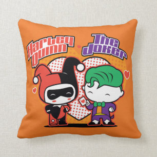 Almofada Chibi Harley Quinn & Chibi Joker Hearts
