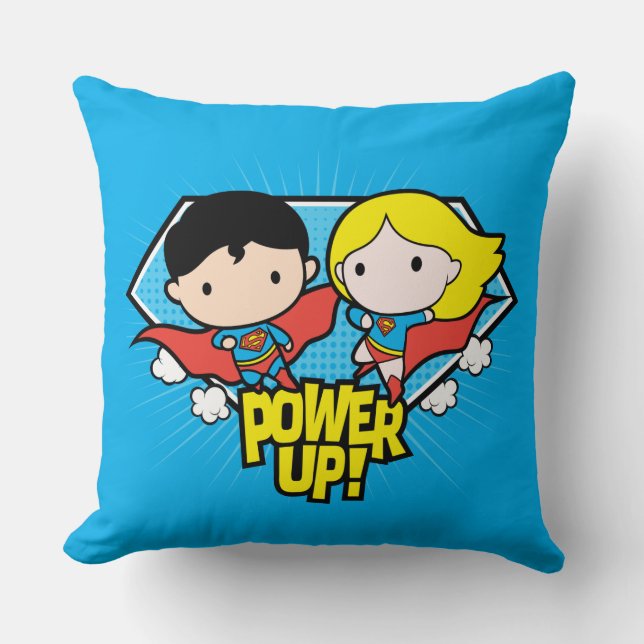 Almofada Chibi Superman e Chibi Supergirl Ligam! (Frente)