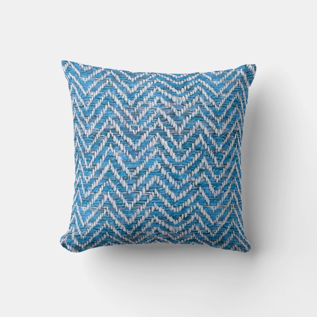 Almofada Chic Blue Creme Chevron (Frente)