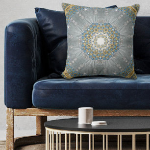 Almofada Chic Bohemian Vintage Fashion Silver Blue mandala