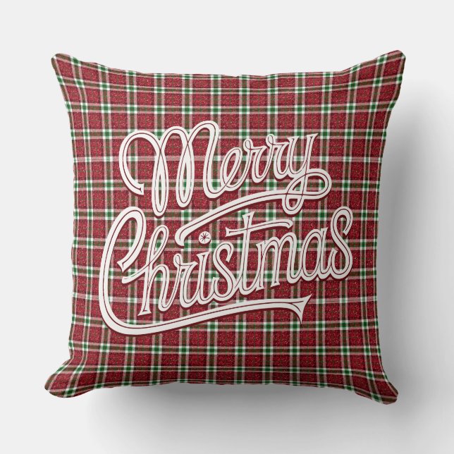 Almofada Chic Brilhante Xadrez Natal  (Frente)