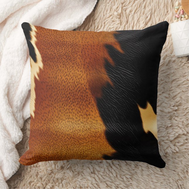 Almofada Chic Brown Black Cream Western Cowhide (Cobertor)