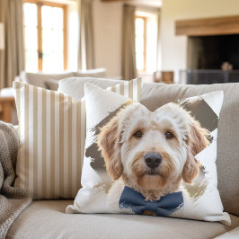 Almofada Chic Custom Photo Paint Brushstroke Dog Beige