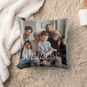Almofada Chic de Colagem de Script da Família
