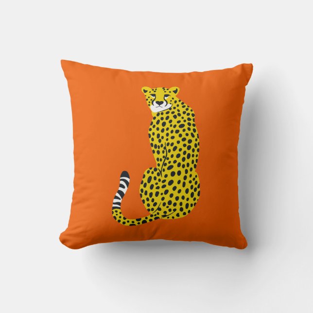 Almofada Chic Dourado Yellow Cheetah em Laranja (Frente)
