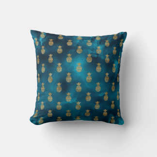 Almofada Chic Elegante De Ananás Metálico Teal