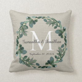Almofada Chic Eucalyptus Wreath Monogramas Keepsae