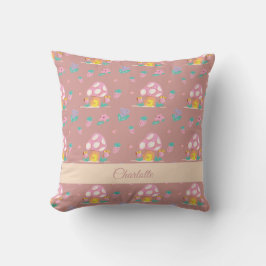 Almofada Chic Floral Mushroom Patterno Blush Nome Rosa