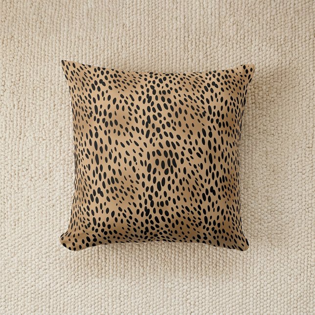 Almofada Chic Leopard Print Cheetah Spots Brown Black (Chic Leopard Print Cheetah Spots Brown Black Throw Pillow)