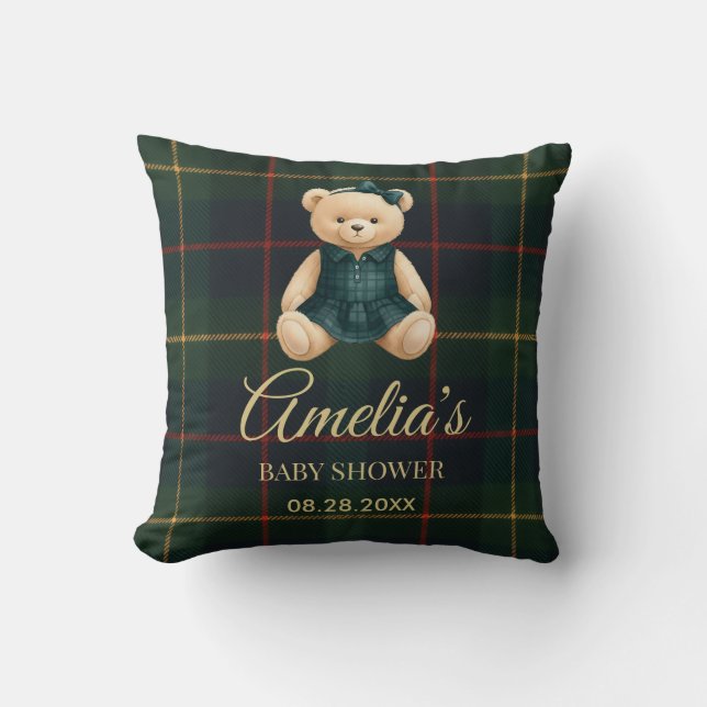 Almofada Chic Luxo Urso de Pelúcia Chá de Bebê  (Frente)