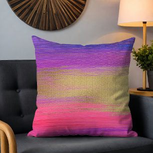 Almofada Chic Modern Pink Dourado Abstrato com Traços