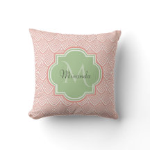 Chic Pink Arch Scallops Suave Verde Monograma Nome