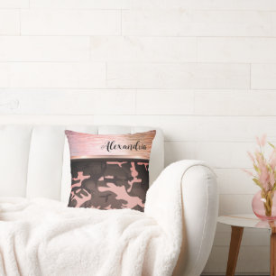 Almofada Chic Rosa e Castanho Camo Shimmery