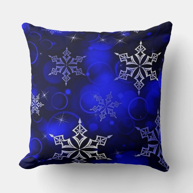 Almofada Chic Royal Blue Snowflake Motif (Frente)