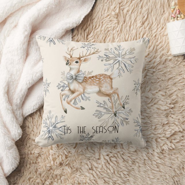 Almofada Chic Rustic Christmas Cream Deer Snowflakes (Cobertor)