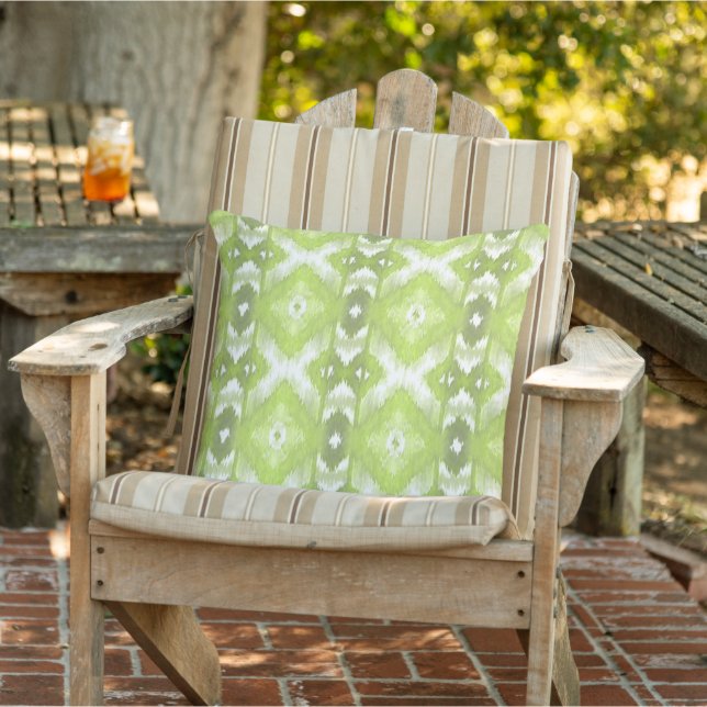 Almofada Chic Summer Limão Olive Green White Ikat Arte Trib (Cadeira)