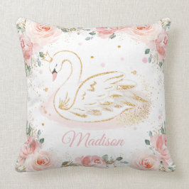 Almofada Chic Swan Princess Blush Floral Nursereria Rosa