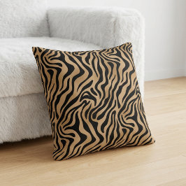 Almofada Chic Tiger Stripe Animal Print Safari Brown Black