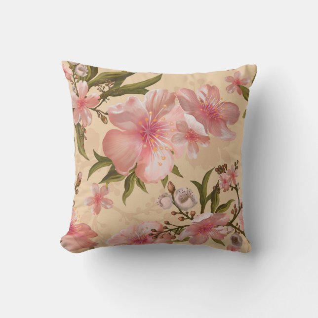 Almofada Chic Tropical Moderna Watercolor Floral (Frente)