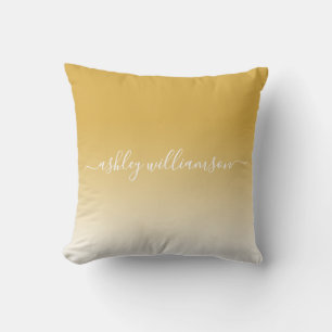 Almofada Chic Yellow Ochre White Ombre Efeito Monograma Nom