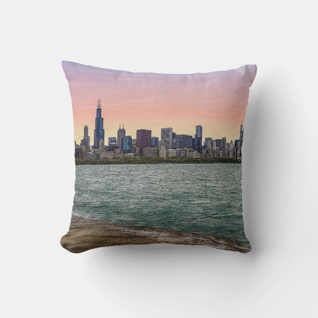 Almofada Chicago Skyline Painterly (Frente)