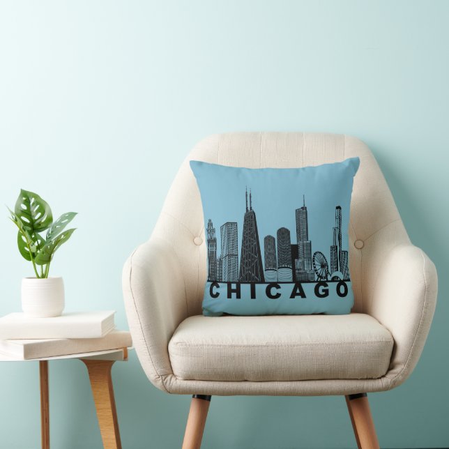 Almofada Chicago Skyline Silhouette  (Cadeira)